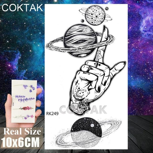 Realistic Small Planets Temporary Tattoos Arm Waterpoof Black Sticker Space Planets For Girls And Boys Stevvex