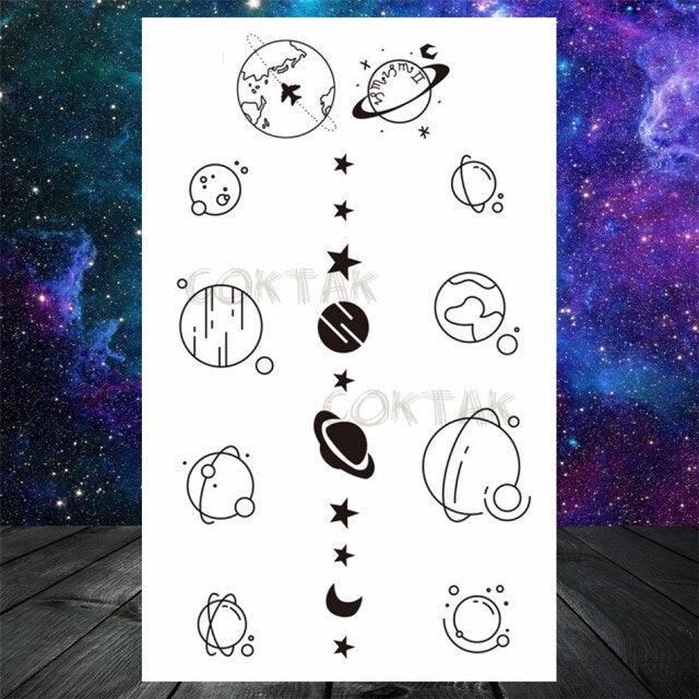 Realistic Small Planets Temporary Tattoos Arm Waterpoof Black Sticker Space Planets For Girls And Boys Stevvex