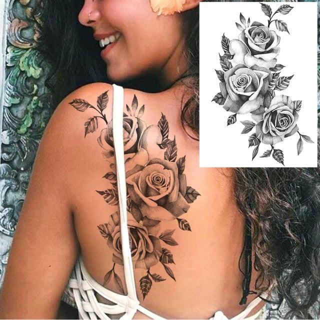 Realistic Tattoos Temporary Womens Flower Sticker Tattoos Waterproof Women Body Art Fake Legs Tattoo Stickers Stevvex