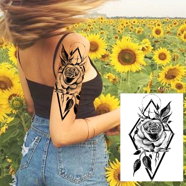 Realistic Tattoos Temporary Womens Flower Sticker Tattoos Waterproof Women Body Art Fake Legs Tattoo Stickers Stevvex