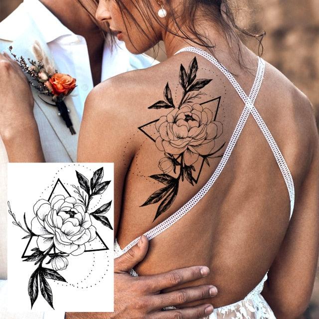 Realistic Tattoos Temporary Womens Flower Sticker Tattoos Waterproof Women Body Art Fake Legs Tattoo Stickers Stevvex