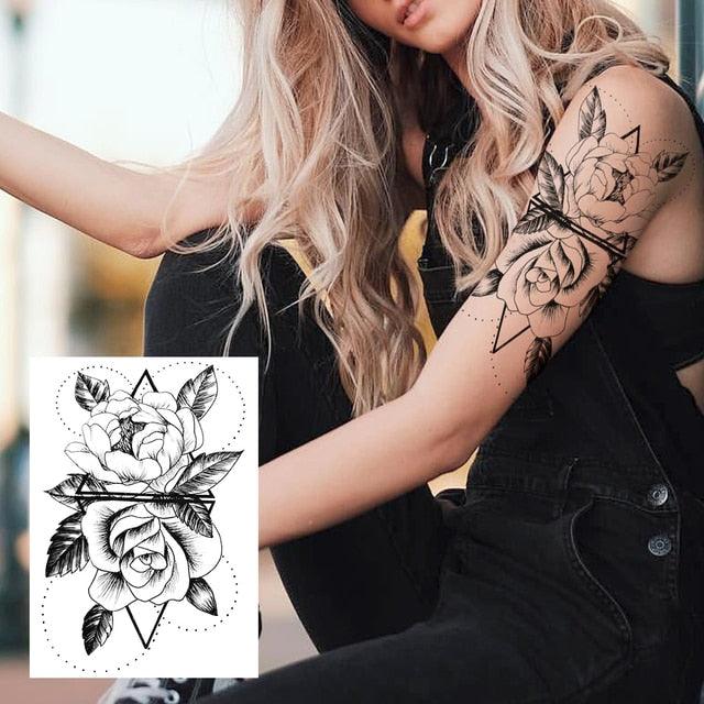 Realistic Tattoos Temporary Womens Flower Sticker Tattoos Waterproof Women Body Art Fake Legs Tattoo Stickers Stevvex