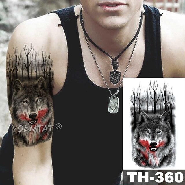 Realistic Temporary Lion Wolf Sticker Tattoo Waterproof  Elegant Body Arm Warrior Tattoo For Mens Stevvex