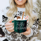 Christmas Mug 14.5oz Ceramic Red Green Funny Really Into Christmas Holiday Gift BandsCo Straps