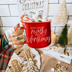Christmas Mug 14.5oz Ceramic Red Green Funny Really Into Christmas Holiday Gift BandsCo Straps
