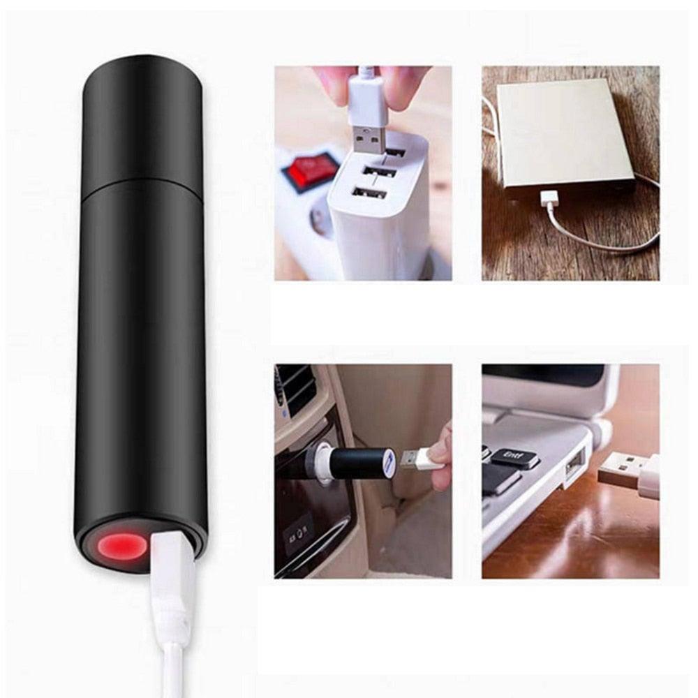 Rechargable Mini Portable Waterproof USB LED  Pocket LED Flashlight Hight Super Bright Flashlight Telescopic Zoom Water Resistant Torch  Great For Indoor/Outdoor Activities Night Camping Hiking Stevvex