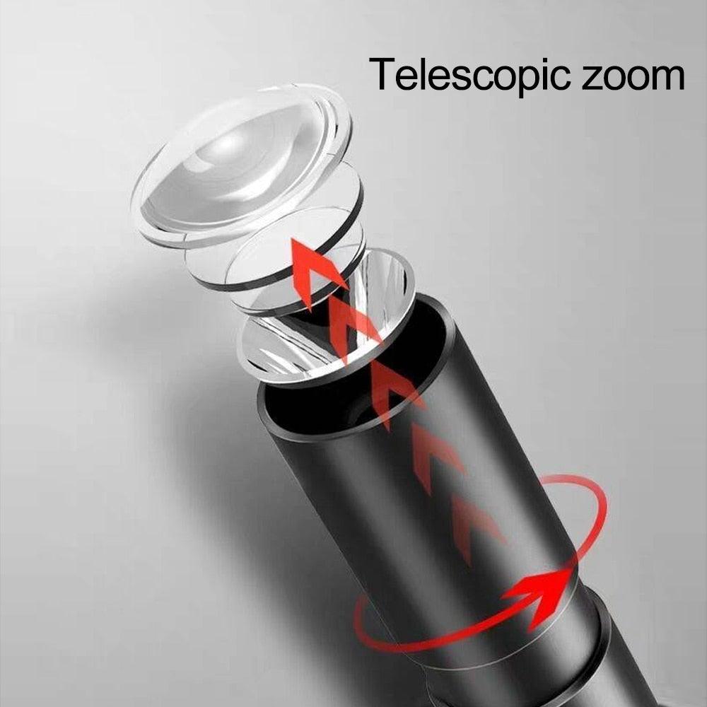 Rechargable Mini Portable Waterproof USB LED  Pocket LED Flashlight Hight Super Bright Flashlight Telescopic Zoom Water Resistant Torch  Great For Indoor/Outdoor Activities Night Camping Hiking Stevvex
