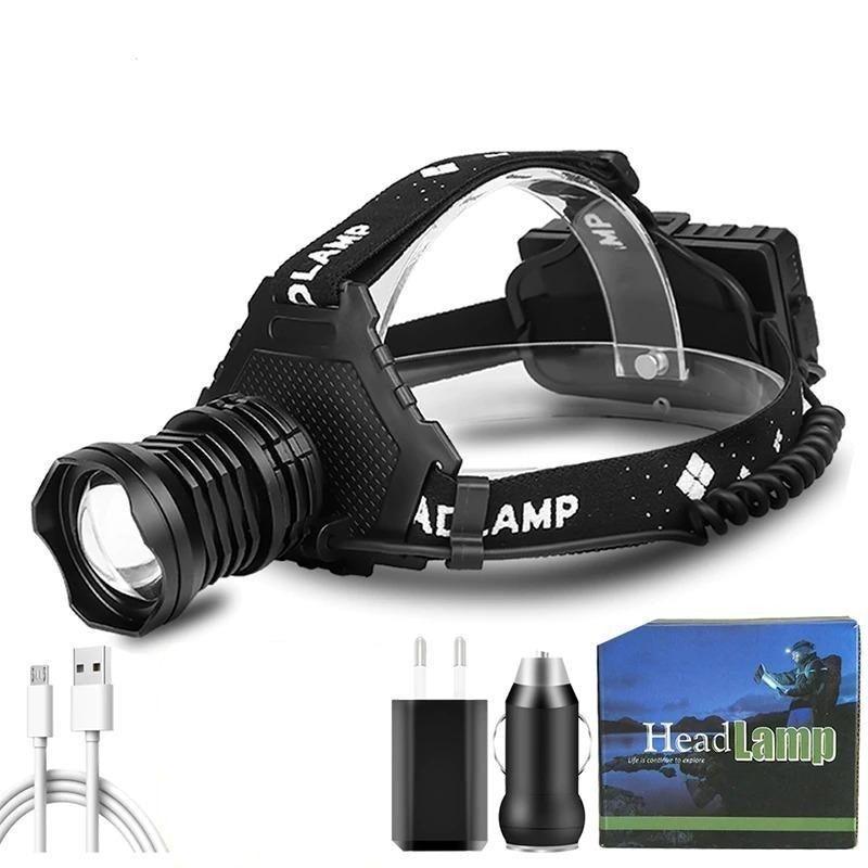 Rechargeable Adjustable Brightest Zoomable Powerful XHP160 LED Headlamp Waterproof Headlight  Power Bank 18650 Battery Headlamps For Hiking Camping Fishing Running Stevvex