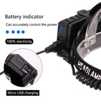 Rechargeable Adjustable Brightest Zoomable Powerful XHP160 LED Headlamp Waterproof Headlight  Power Bank 18650 Battery Headlamps For Hiking Camping Fishing Running Stevvex
