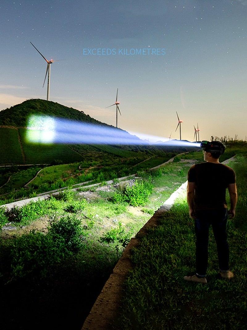 Rechargeable Adjustable Brightest Zoomable Powerful XHP160 LED Headlamp Waterproof Headlight  Power Bank 18650 Battery Headlamps For Hiking Camping Fishing Running Stevvex