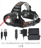 Rechargeable Adjustable Headlamp, Zoom/Waterproof LED White Yellow Color High Lumen Headlamp Flashlight Torch Power Bank For Adult Outdoor Camping Fishing Adventures Stevvex