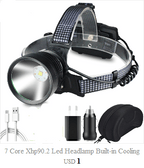 Rechargeable Adjustable Headlamp, Zoom/Waterproof LED White Yellow Color High Lumen Headlamp Flashlight Torch Power Bank For Adult Outdoor Camping Fishing Adventures Stevvex