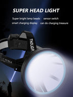 Rechargeable Adjustable Headlamp, Zoom/Waterproof LED White Yellow Color High Lumen Headlamp Flashlight Torch Power Bank For Adult Outdoor Camping Fishing Adventures Stevvex