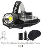 Rechargeable Adjustable Headlamp, Zoom/Waterproof LED White Yellow Color High Lumen Headlamp Flashlight Torch Power Bank For Adult Outdoor Camping Fishing Adventures Stevvex