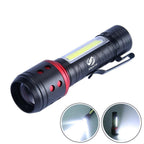 Rechargeable Adjustable LED Flashlight with Worklight Mini LED 4 Lighting Modes Flashlight with Water-Resistant COB Side Light Portable Zoomable  High Lumens Lamp For Camping Hiking Stevvex