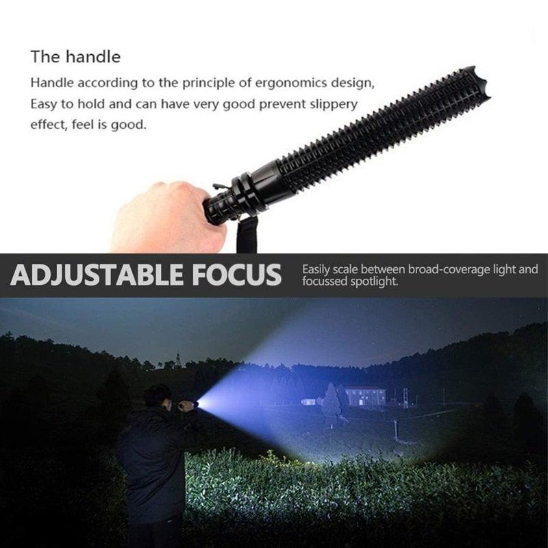 Rechargeable Adjustable LED Flashlights High Lumen Super Bright Handheld Waterproof Zoomable Portable Flashlight For Outdoor Baseball Bat Hiking CampingSelf Defense Stevvex
