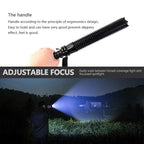 Rechargeable Adjustable LED Flashlights High Lumen Super Bright Handheld Waterproof Zoomable Portable Flashlight For Outdoor Baseball Bat Hiking CampingSelf Defense Stevvex