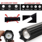 Rechargeable Adjustable LED Flashlights High Lumen Super Bright Handheld Waterproof Zoomable Portable Flashlight For Outdoor Baseball Bat Hiking CampingSelf Defense Stevvex
