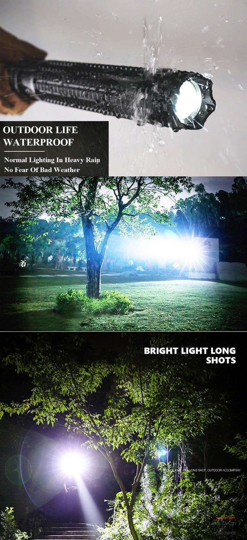Rechargeable Adjustable LED Flashlights High Lumen Super Bright Handheld Waterproof Zoomable Portable Flashlight For Outdoor Baseball Bat Hiking CampingSelf Defense Stevvex
