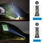 Rechargeable Adjustable Led Flashlights With High Lumen With Battery Display Super Bright Waterproof Flashlight  5 Lighting Modes For Adventure Hiking Camping Hunting New Design Stevvex