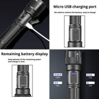 Rechargeable Adjustable Led Flashlights With High Lumen With Battery Display Super Bright Waterproof Flashlight  5 Lighting Modes For Adventure Hiking Camping Hunting New Design Stevvex