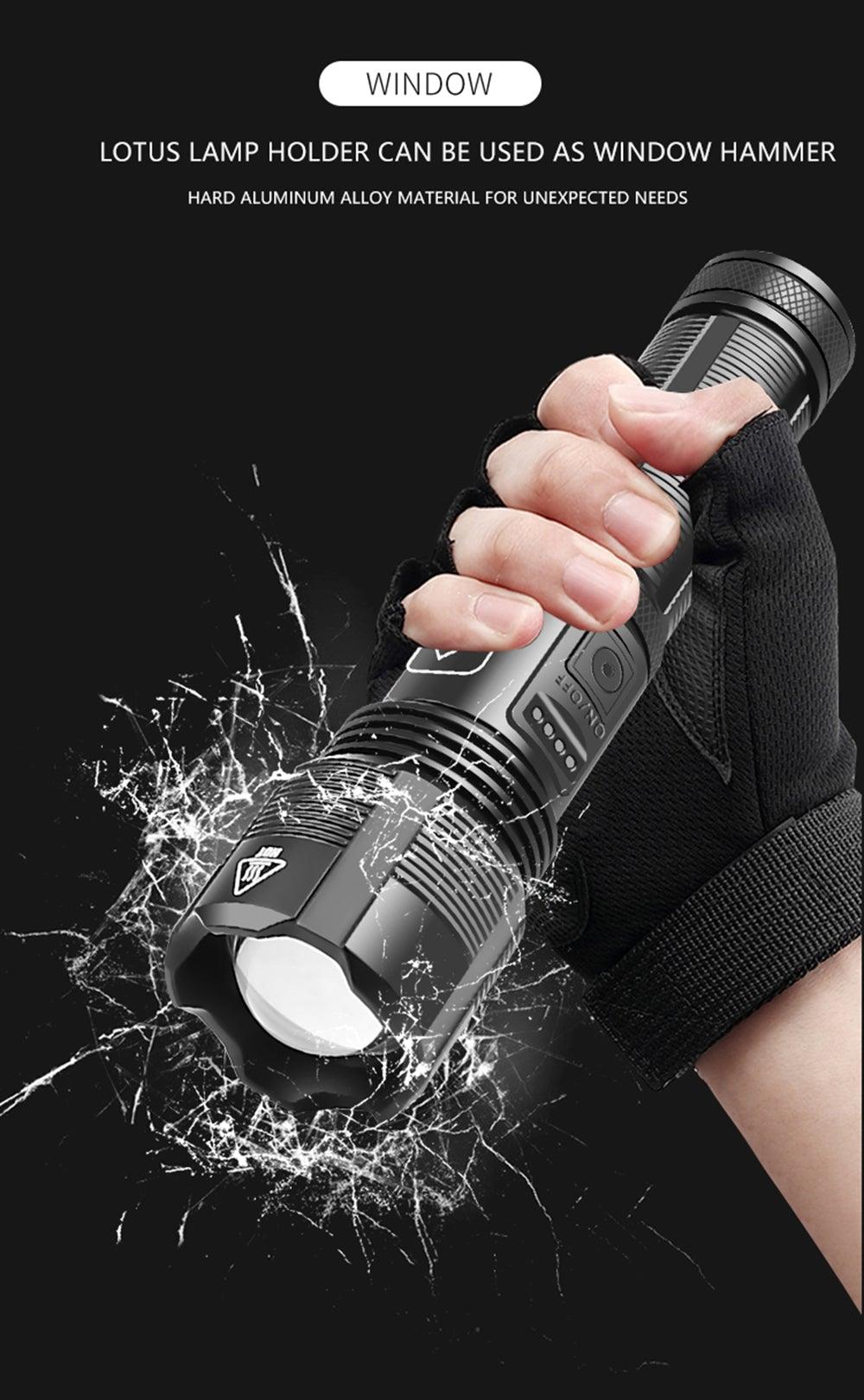 Rechargeable Adjustable Led Flashlights With High Lumen With Battery Display Super Bright Waterproof Flashlight  5 Lighting Modes For Adventure Hiking Camping Hunting New Design Stevvex