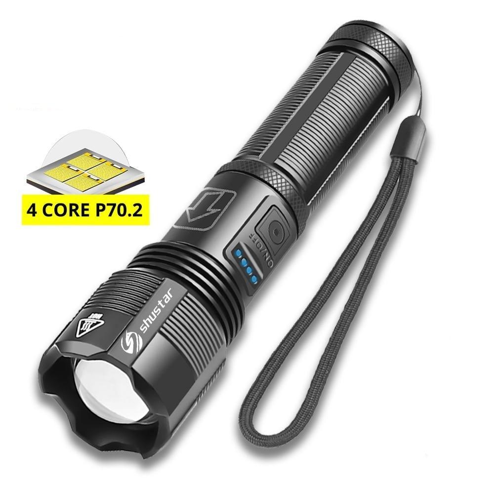 Rechargeable Adjustable Led Flashlights With High Lumen With Battery Display Super Bright Waterproof Flashlight  5 Lighting Modes For Adventure Hiking Camping Hunting New Design Stevvex