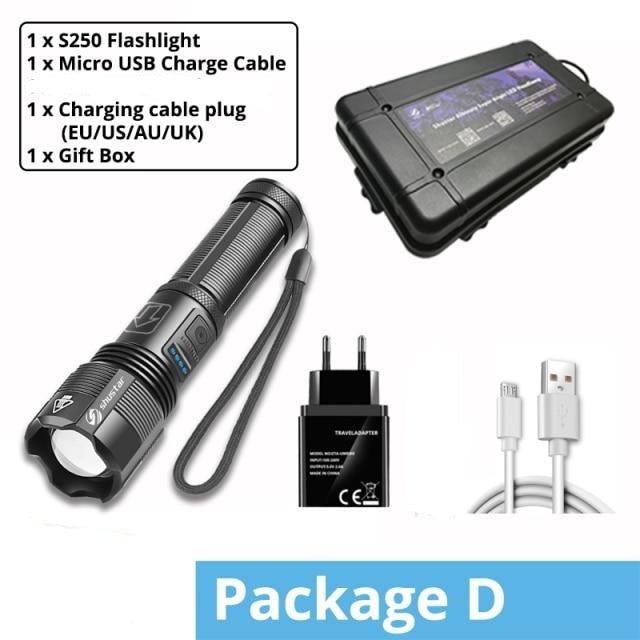 Rechargeable Adjustable Led Flashlights With High Lumen With Battery Display Super Bright Waterproof Flashlight  5 Lighting Modes For Adventure Hiking Camping Hunting New Design Stevvex