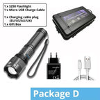 Rechargeable Adjustable Led Flashlights With High Lumen With Battery Display Super Bright Waterproof Flashlight  5 Lighting Modes For Adventure Hiking Camping Hunting New Design Stevvex