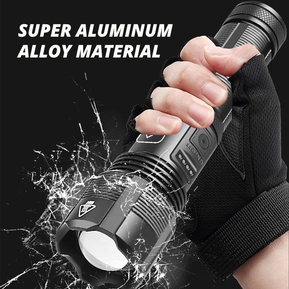 Rechargeable Adjustable Led Flashlights With High Lumen With Battery Display Super Bright Waterproof Flashlight  5 Lighting Modes For Adventure Hiking Camping Hunting New Design Stevvex