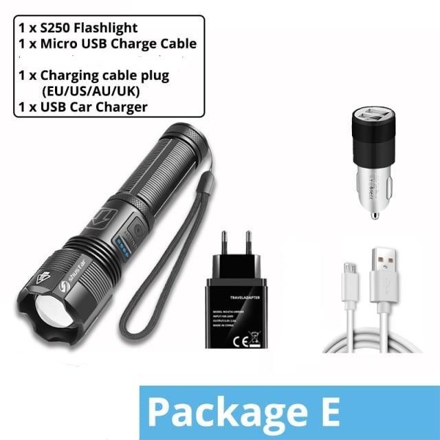 Rechargeable Adjustable Led Flashlights With High Lumen With Battery Display Super Bright Waterproof Flashlight  5 Lighting Modes For Adventure Hiking Camping Hunting New Design Stevvex