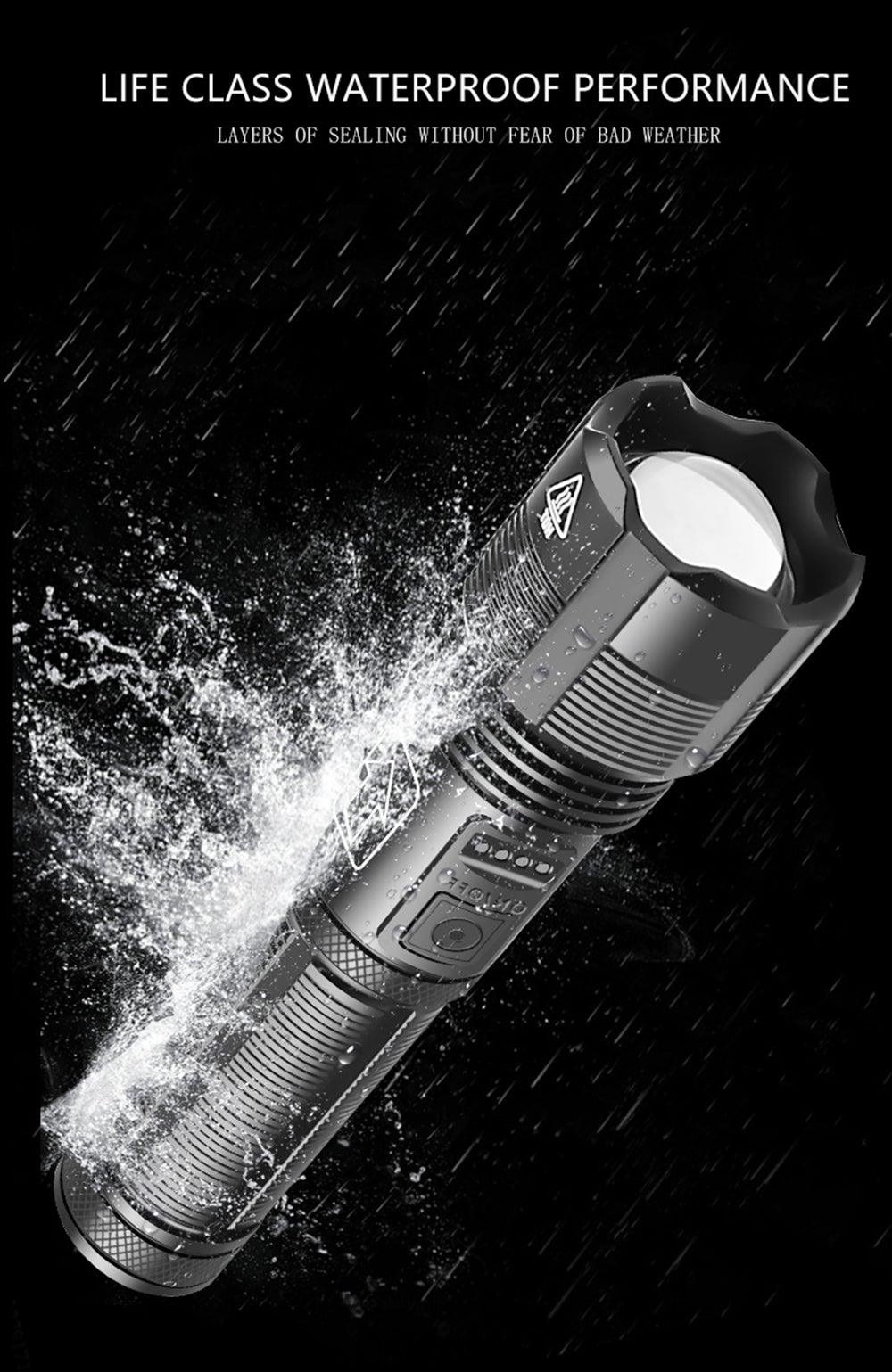 Rechargeable Adjustable Led Flashlights With High Lumen With Battery Display Super Bright Waterproof Flashlight  5 Lighting Modes For Adventure Hiking Camping Hunting New Design Stevvex