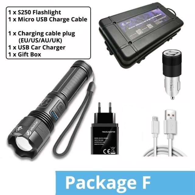 Rechargeable Adjustable Led Flashlights With High Lumen With Battery Display Super Bright Waterproof Flashlight  5 Lighting Modes For Adventure Hiking Camping Hunting New Design Stevvex