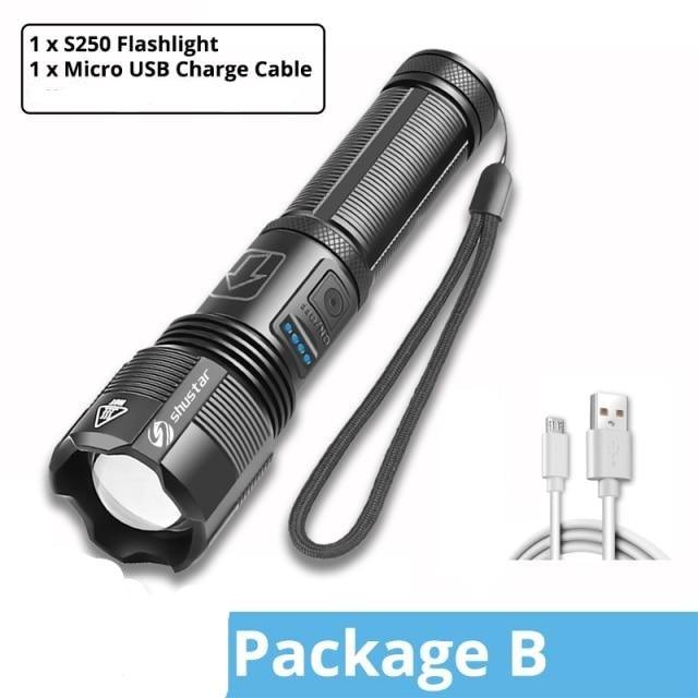 Rechargeable Adjustable Led Flashlights With High Lumen With Battery Display Super Bright Waterproof Flashlight  5 Lighting Modes For Adventure Hiking Camping Hunting New Design Stevvex