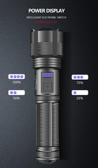 Rechargeable Adjustable Led Flashlights With High Lumen With Battery Display Super Bright Waterproof Flashlight  5 Lighting Modes For Adventure Hiking Camping Hunting New Design Stevvex