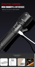Rechargeable Adjustable Led Flashlights With High Lumen With Battery Display Super Bright Waterproof Flashlight  5 Lighting Modes For Adventure Hiking Camping Hunting New Design Stevvex
