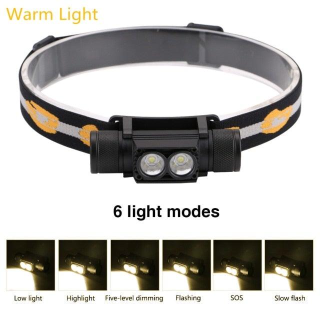 Rechargeable  Adjustable LED Power Headlamp USB Flashlight Waterproof  Headlight Torch  Light Work Lamp  For Outdoors Camping Running  Survival Hiking Stevvex