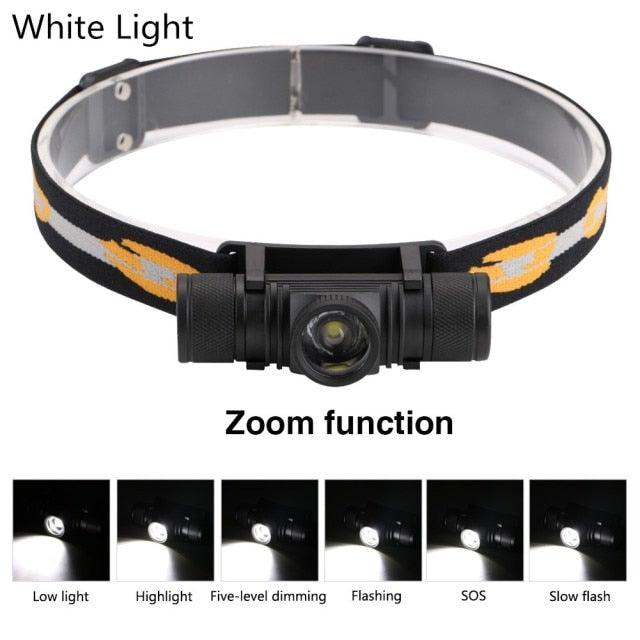 Rechargeable  Adjustable LED Power Headlamp USB Flashlight Waterproof  Headlight Torch  Light Work Lamp  For Outdoors Camping Running  Survival Hiking Stevvex