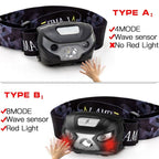 Rechargeable Adjustable LED USB Headlamp 10000Lm Powerfull Adjustable Waterproof Headlight Body Motion Sensor Head Flashlight For Outdoor Hiking Camping Torch Light Lamp Stevvex