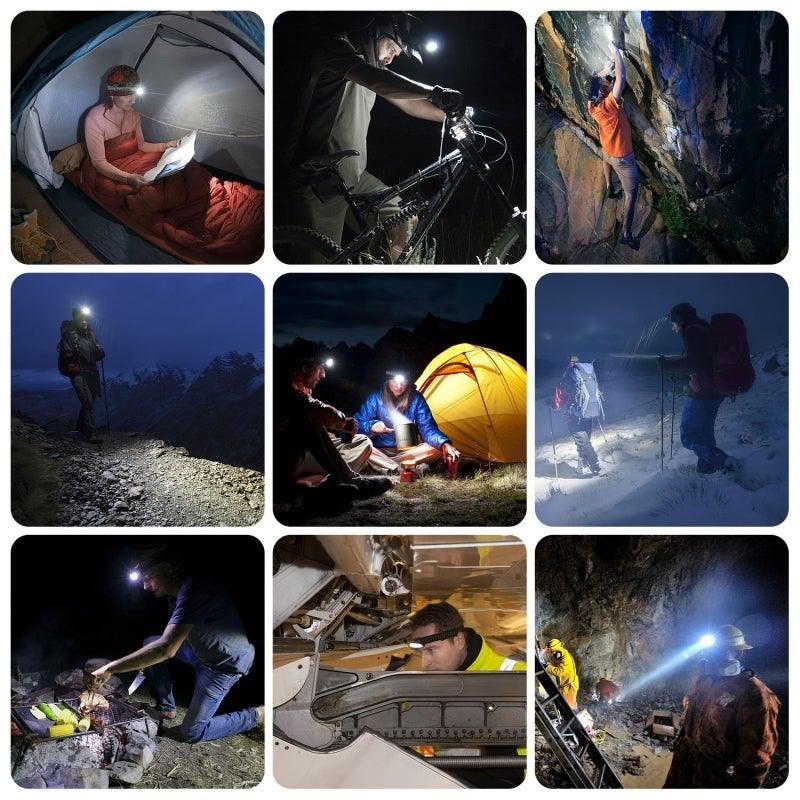 Rechargeable Adjustable LED USB Headlamp 10000Lm Powerfull Adjustable Waterproof Headlight Body Motion Sensor Head Flashlight For Outdoor Hiking Camping Torch Light Lamp Stevvex