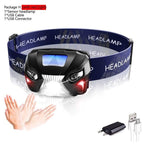 Rechargeable Adjustable LED USB Headlamp 10000Lm Powerfull Adjustable Waterproof Headlight Body Motion Sensor Head Flashlight For Outdoor Hiking Camping Torch Light Lamp Stevvex
