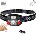 Rechargeable Adjustable  LED USB Headlight Powerfull Elastic High Lumens Headband Headlamp Motion Sensor Flashlight For Adults Kids Running Camping Hiking Camping Stevvex