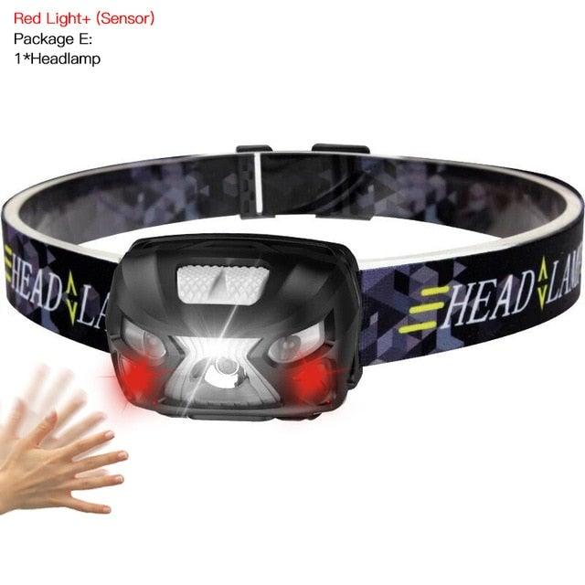 Rechargeable Adjustable  LED USB Headlight Powerfull Elastic High Lumens Headband Headlamp Motion Sensor Flashlight For Adults Kids Running Camping Hiking Camping Stevvex