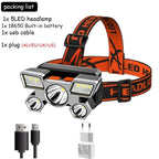 Rechargeable Adjustable  USB 5LED Headlamp with High Lumen Handsfree Waterproof Portable Ability Focusing Ring Headlight Flashlight  Torchlight For Outdoor  Camping Hiking Running Headlight Stevvex
