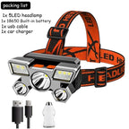 Rechargeable Adjustable  USB 5LED Headlamp with High Lumen Handsfree Waterproof Portable Ability Focusing Ring Headlight Flashlight  Torchlight For Outdoor  Camping Hiking Running Headlight Stevvex