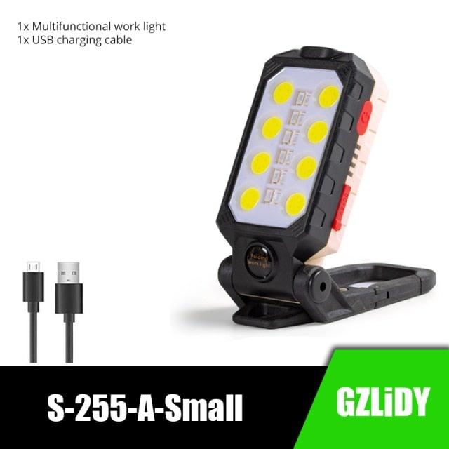 Rechargeable Adjustable USB LED Portable Charger Battery High Capacity with Digital Display LCD Screen Waterproof Flashlight COB Work Light For Repairing Outdoor Camping Stevvex