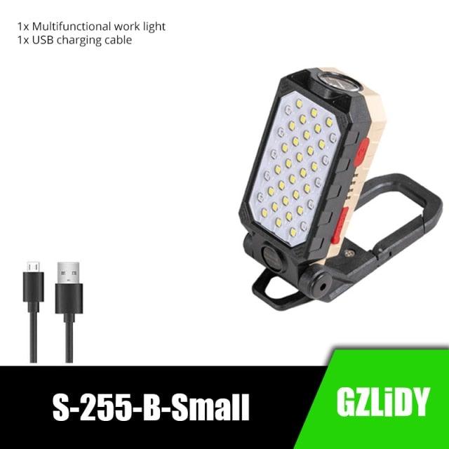 Rechargeable Adjustable USB LED Portable Charger Battery High Capacity with Digital Display LCD Screen Waterproof Flashlight COB Work Light For Repairing Outdoor Camping Stevvex