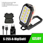 Rechargeable Adjustable USB LED Portable Charger Battery High Capacity with Digital Display LCD Screen Waterproof Flashlight COB Work Light For Repairing Outdoor Camping Stevvex
