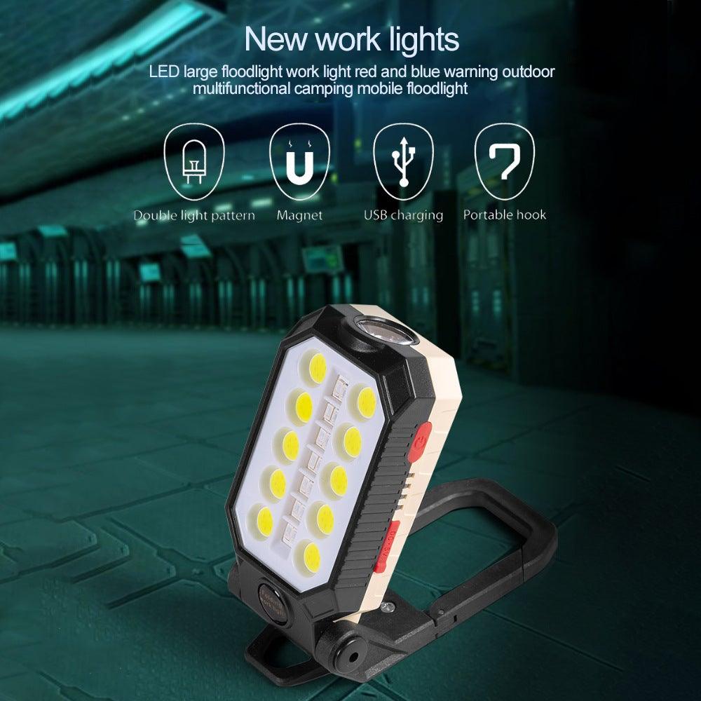 Rechargeable Adjustable USB LED Portable Charger Battery High Capacity with Digital Display LCD Screen Waterproof Flashlight COB Work Light For Repairing Outdoor Camping Stevvex
