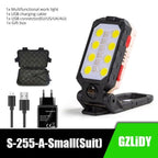 Rechargeable Adjustable USB LED Portable Charger Battery High Capacity with Digital Display LCD Screen Waterproof Flashlight COB Work Light For Repairing Outdoor Camping Stevvex